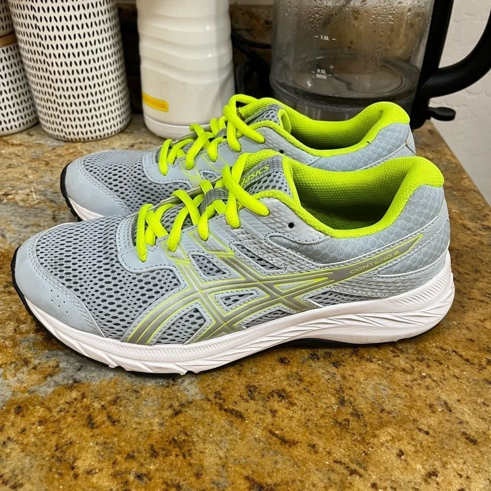 Asics Men’s Light Gray and Neon Yellow Running Shoes
